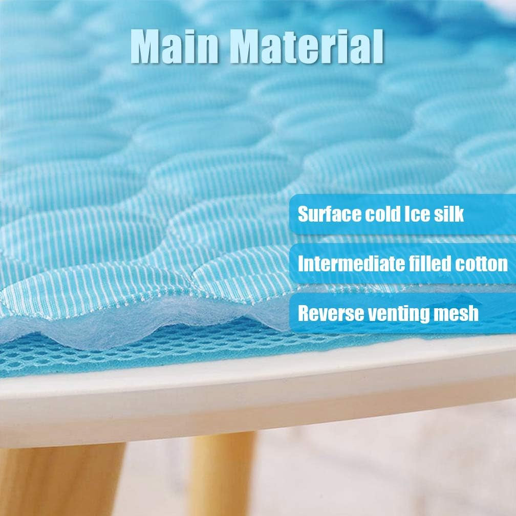 Dog Cooling Mat - Washable Ice Silk Self-Cooling Blanket with Waterproof Base for Pets (40x28 In, Light Blue)