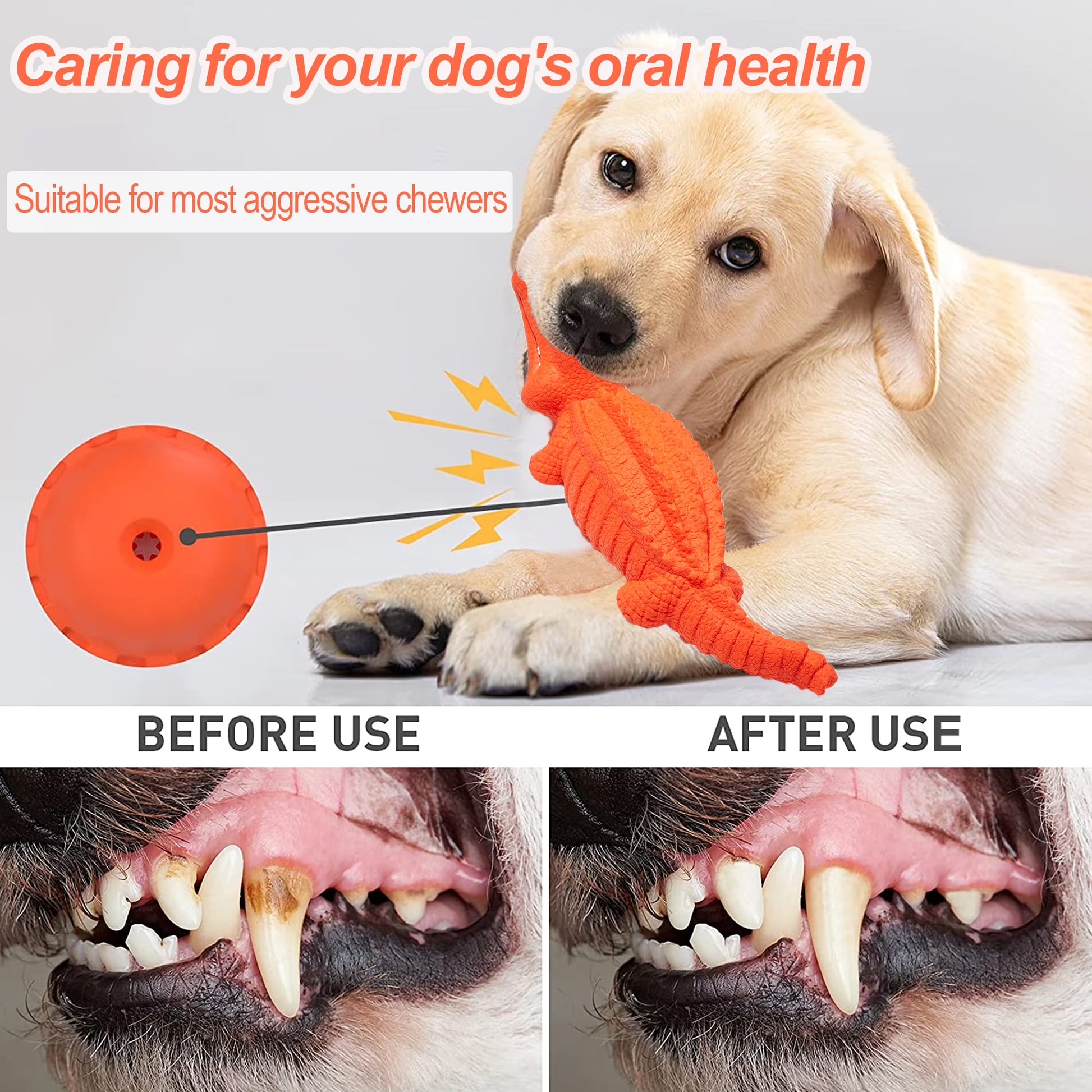 Durable Natural Rubber Squeaky Dog Toys for Aggressive Chewers - Interactive Crocodile Chew Toy for Teeth Cleaning, Ideal for Medium to Large Dogs
