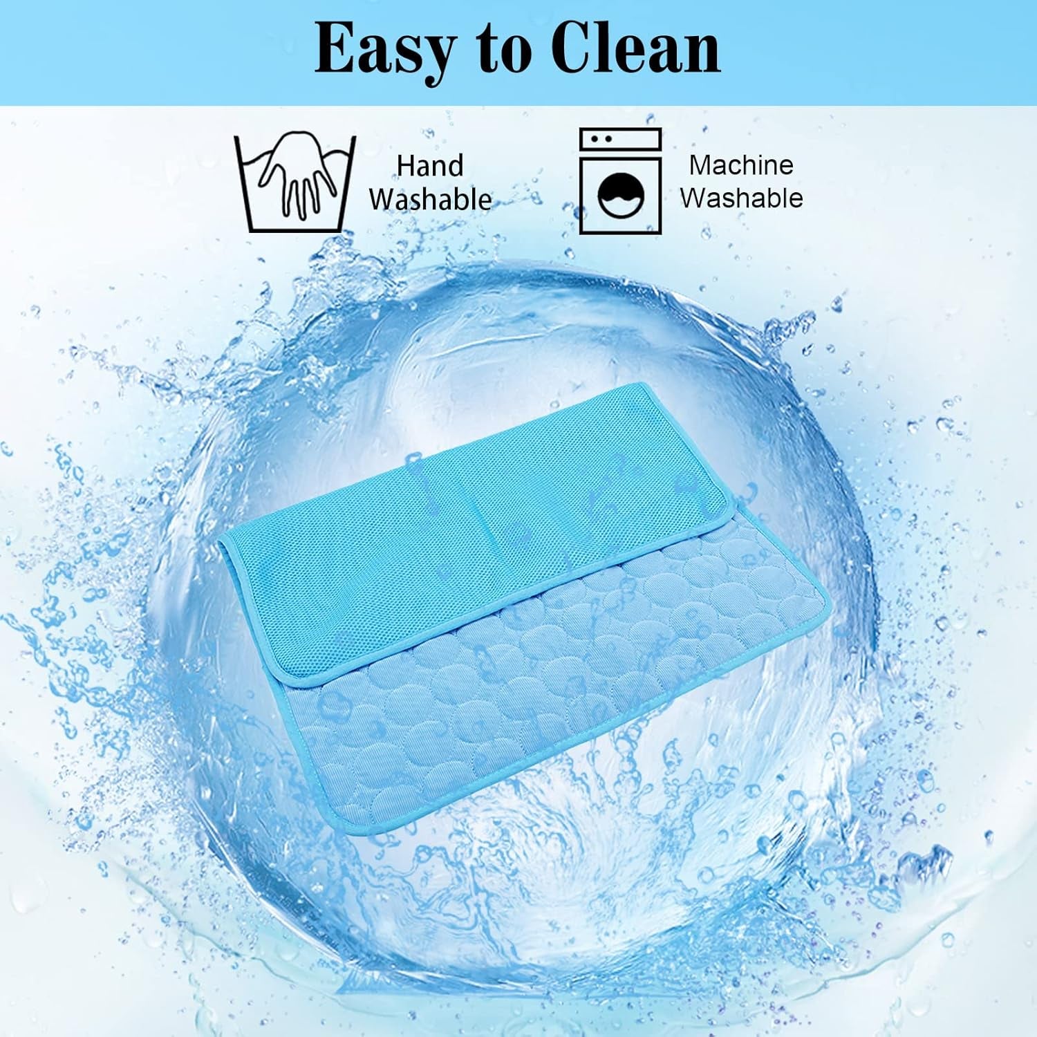 Dog Cooling Mat - Washable Ice Silk Self-Cooling Blanket with Waterproof Base for Pets (40x28 In, Light Blue)