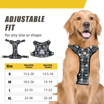 Reflective No-Pull Front Clip Dog Harness with Adjustable Dual-Clip Vest for Training - XL Green