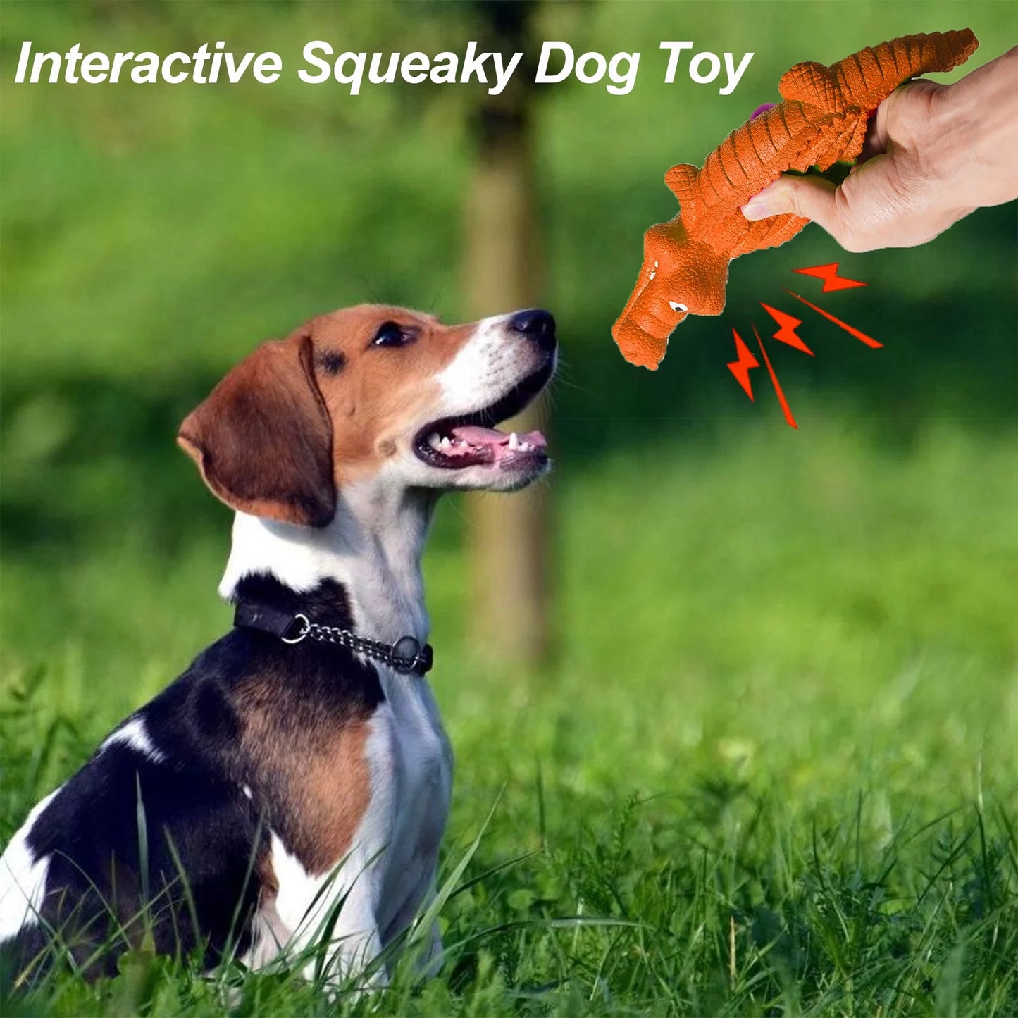 Durable Natural Rubber Squeaky Dog Toys for Aggressive Chewers - Interactive Crocodile Chew Toy for Teeth Cleaning, Ideal for Medium to Large Dogs