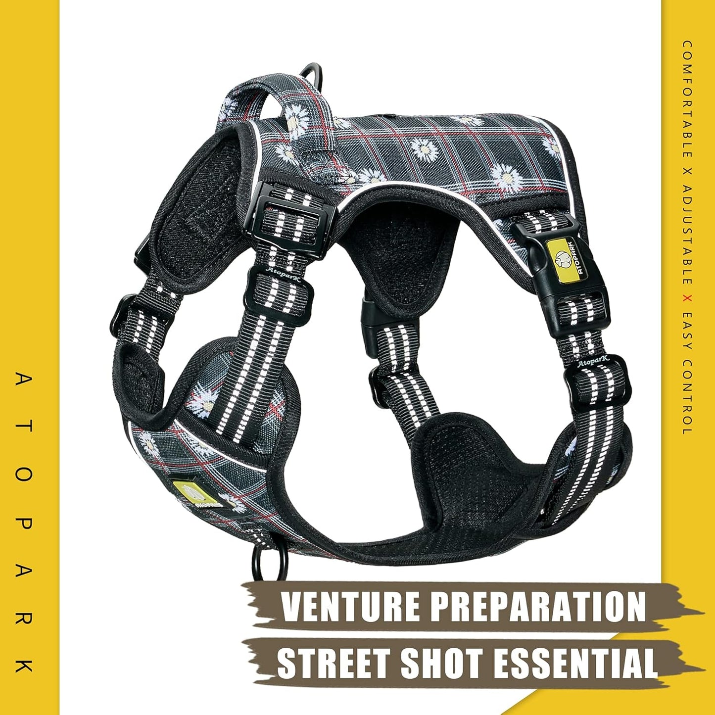 Reflective No-Pull Front Clip Dog Harness with Adjustable Dual-Clip Vest for Training - XL Green
