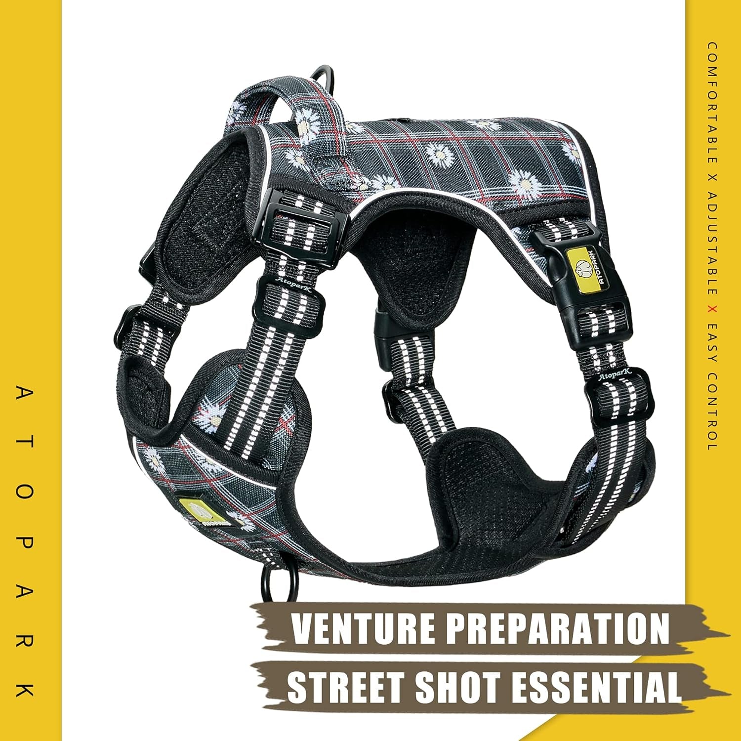 Reflective No-Pull Front Clip Dog Harness with Adjustable Dual-Clip Vest for Training - XL Green