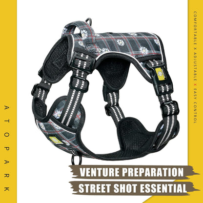 Reflective No-Pull Front Clip Dog Harness with Adjustable Dual-Clip Vest for Training - XL Green