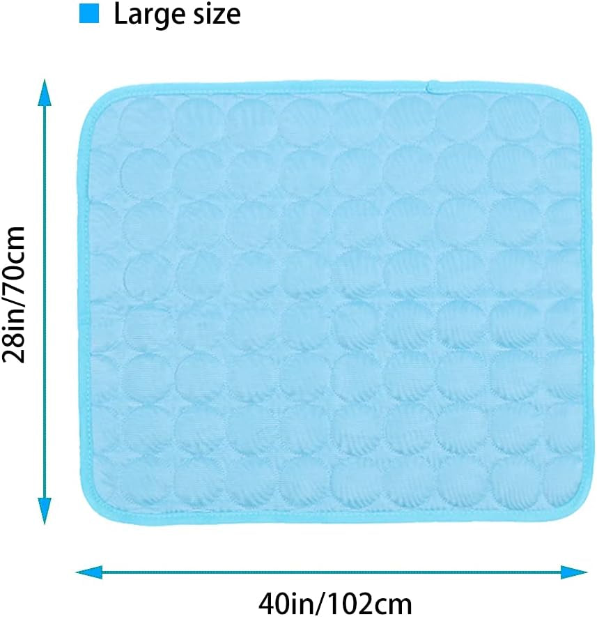 Dog Cooling Mat - Washable Ice Silk Self-Cooling Blanket with Waterproof Base for Pets (40x28 In, Light Blue)