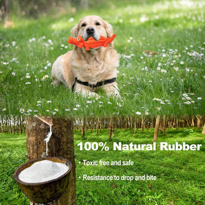 Durable Natural Rubber Squeaky Dog Toys for Aggressive Chewers - Interactive Crocodile Chew Toy for Teeth Cleaning, Ideal for Medium to Large Dogs